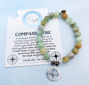 Compass Rose Silver Charm Bracelet - TJazelle