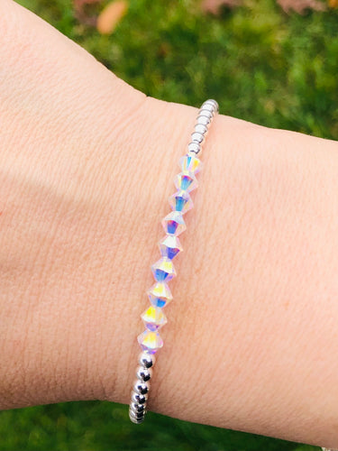 Crystal AB “Row of Crystals” Bracelet - Sterling Silver
