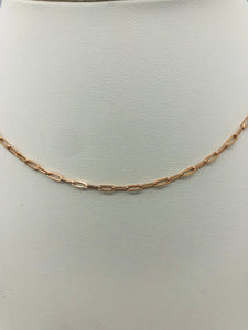 Paperclip Link Chain 16”- 14K Rose Gold