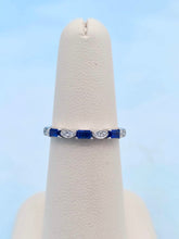 Load image into Gallery viewer, Emerald Cut Sapphire and Diamond Band - 14K White Gold