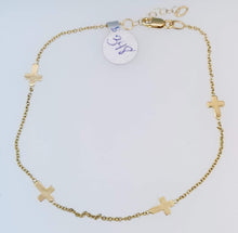 Load image into Gallery viewer, Cross Anklet - 14K Yellow Gold