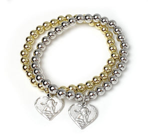 The Sweetest Protection Heart Cherub Charm Bracelet