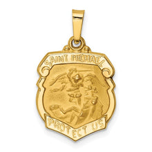 Load image into Gallery viewer, St. Michael Badge Medal Pendant - 14k Polished and Satin
