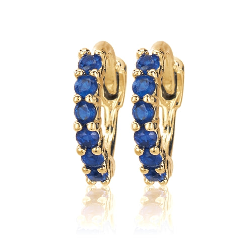 Gold Blue Half Round Stone Huggies