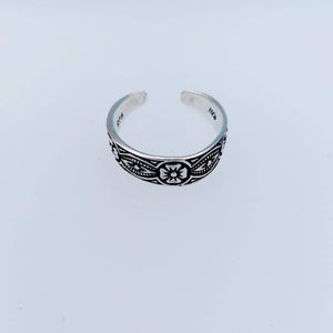 Flower Design Toe Ring - Sterling Silver