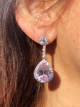 Load image into Gallery viewer, Pink CZ Pear Drop Dazzle Earrings - Sterling Silver
