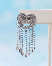 Load image into Gallery viewer, Heart  Chandelier  Earrings  - Sterling Silver