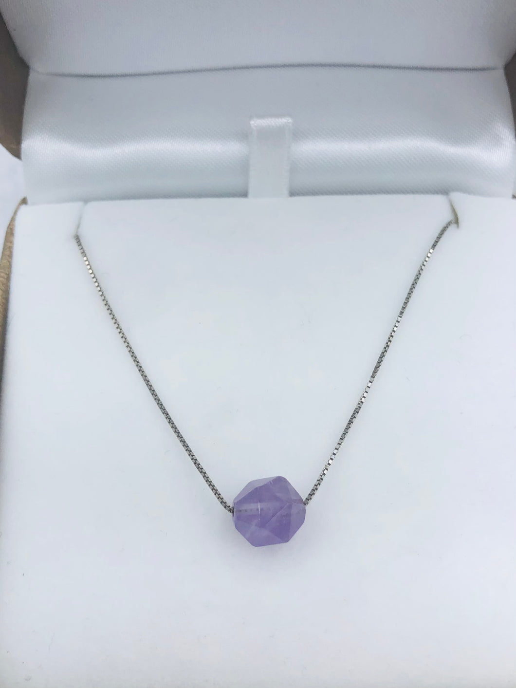 Amethyst Chunk -Sterling Silver Necklace