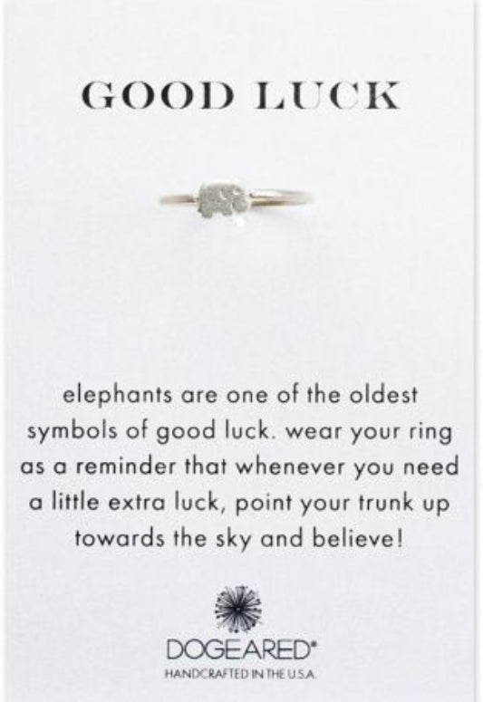 Dogeared Good Luck Elephant Ring