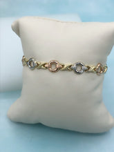 Load image into Gallery viewer, Tri Gold XO Bracelet - 14K Gold