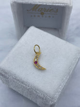 Load image into Gallery viewer, Ruby and Diamonds Moon Charm
