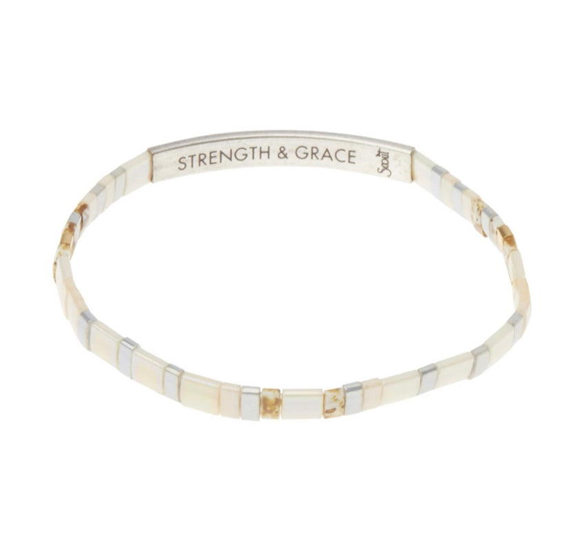 Good Karma Miyuki Bracelet | Strength & Grace - Ivory/Silver