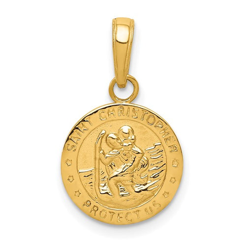 St. Christopher Round Medal - 14K Yellow Gold