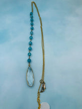 Load image into Gallery viewer, Blue Stone Y Necklace  - Gold Plated