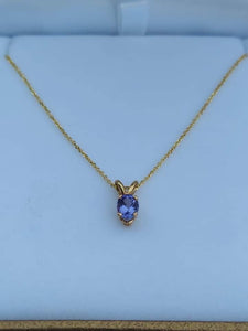 14K Yellow Gold Tanzanite & Chain