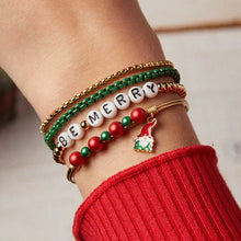 Load image into Gallery viewer, Crystal Pearl Holiday Gnome Bangle Bracelet - Luca and Danni