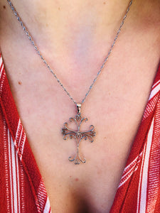 Ornate Cross Necklace - Sterling Silver