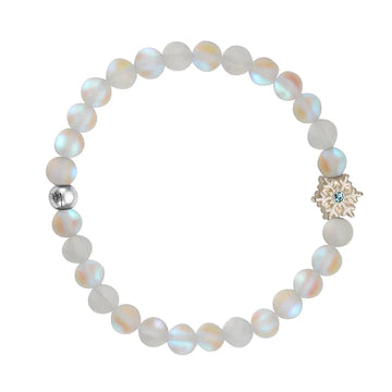 Snowflake Stretch Bracelet with Clear Quartz Beads