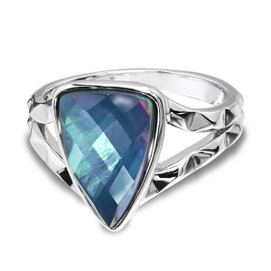 Quartz and Dyed Blue Mother of Pearl Fusion Ring - Colore SG