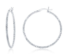 Load image into Gallery viewer, Diamond Cut Hoop Earrings - Sterling Silver