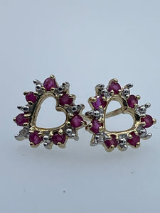 Ruby and Diamond Heart earrings