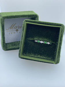 Tsavorite & Diamond Ring- 14K White Gold