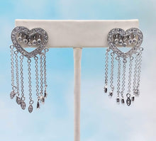 Load image into Gallery viewer, Heart  Chandelier  Earrings  - Sterling Silver