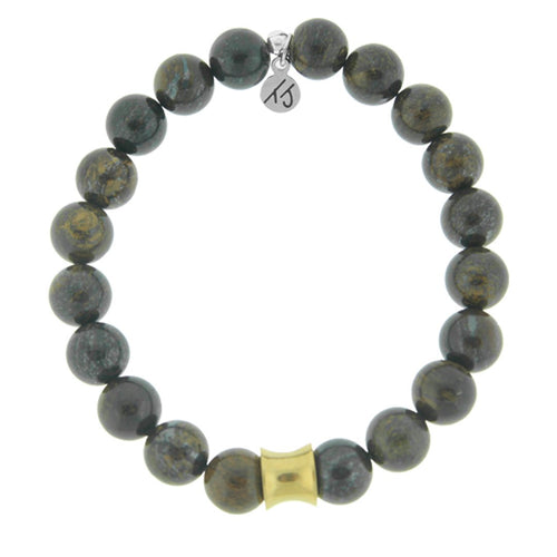 Bronzite with Gold Accent Beaded Bracelet