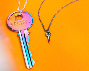 Mini Rainbow "Inspire" Key Necklace