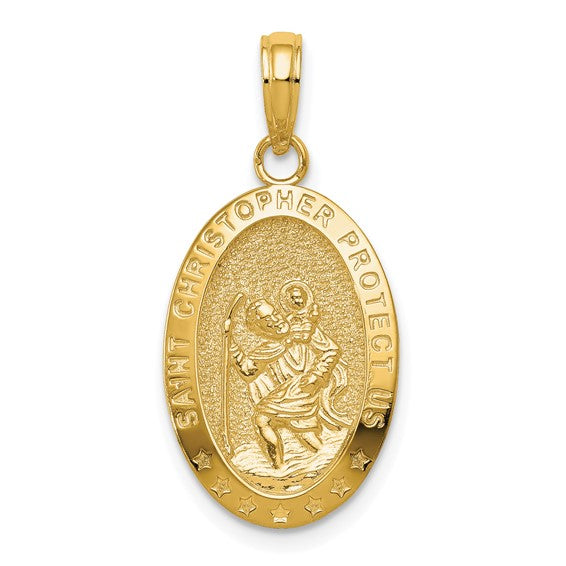 St. Christopher Oval Medal - 14K Yellow Gold