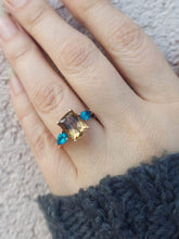 Load image into Gallery viewer, Honey Smokey Topaz and Blue Apatite Ring - 14K Rose Gold
