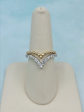 Load image into Gallery viewer, Diamond &amp; Gold Beaded V Shaped Ring - 14K Yellow Gold - Marie&#39;s Custom Design