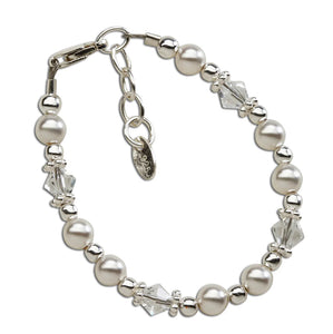 Hope Sterling Silver Pearl and Crystal Baby Bracelet