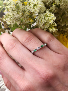 Tsavorite & Diamond Ring- 14K White Gold