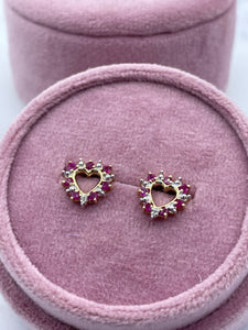 Ruby and Diamond Heart earrings