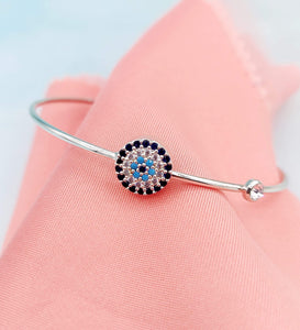 Evil Eye -CZ Silver Cuff Bracelet