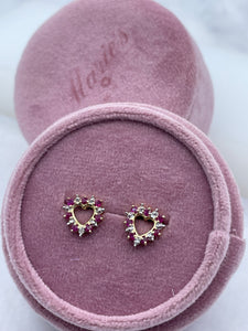 Ruby and Diamond Heart earrings