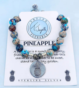 Pineapple Charm Silver Bracelet - TJazelle
