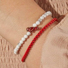 Load image into Gallery viewer, Red Cardinal Stretch Bracelet on Howlite