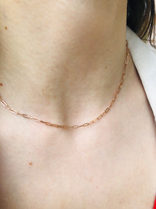 Paperclip Link Chain 16”- 14K Rose Gold