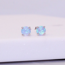 Load image into Gallery viewer, Sterling Silver Powder Blue Opal Stud Earrings