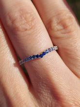 Load image into Gallery viewer, Ombré Sapphire V Band - 14K White Gold