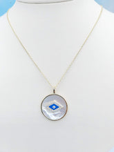 Load image into Gallery viewer, Circle Evil Eye Pendant Necklace - Sterling Silver
