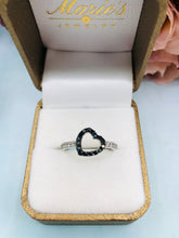 Load image into Gallery viewer, Black Heart Ring - Black &amp; Clear CZ