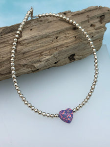 Purple Opal Heart Anklet - Our Whole Heart