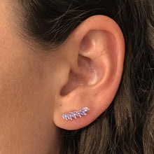 Load image into Gallery viewer, Sterling Silver &quot;Feather&quot; Cubic Zirconia Ear Climbers