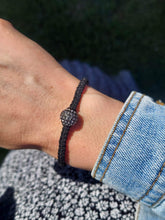 Load image into Gallery viewer, Doorbuster Black Macrame with Crystal Ball Bracelet