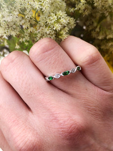 Tsavorite & Diamond Ring- 14K White Gold