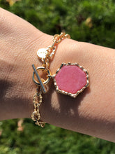 Load image into Gallery viewer, Toggle Chain Link Bracelet with Pink Stone