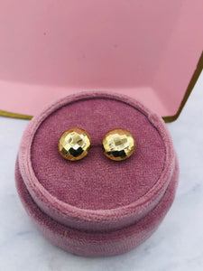 11mm Diamond Cut Flat Stud Earrings - 14K Yellow Gold